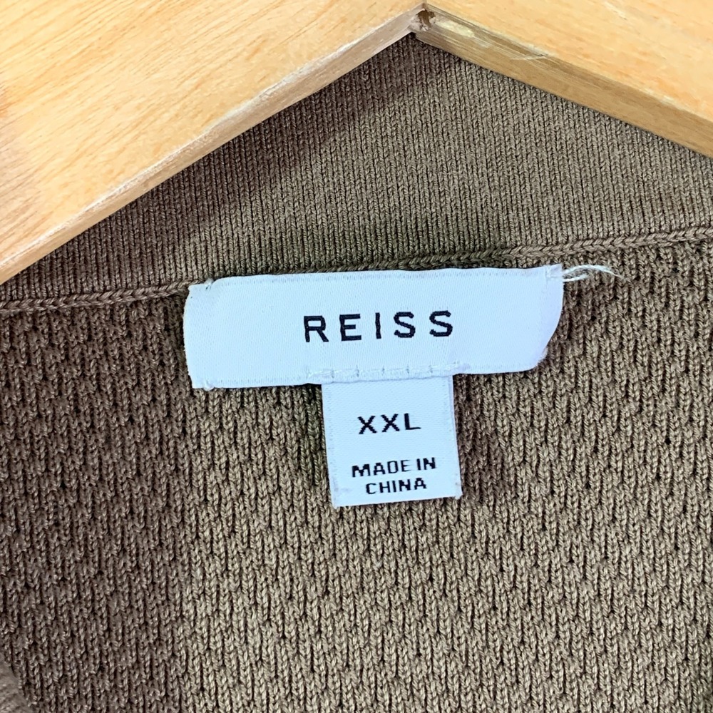 Reiss Knit Polo Men 2XL Brown Short Sleeve Old Money Casual Preppy - Picture 2 of 10